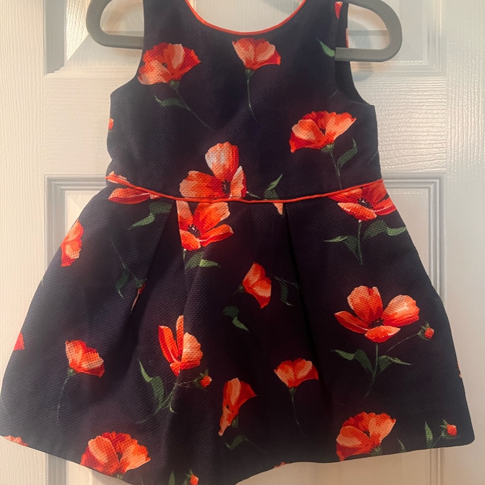 Janie and Jack Floral Dress - Orange and Navy
